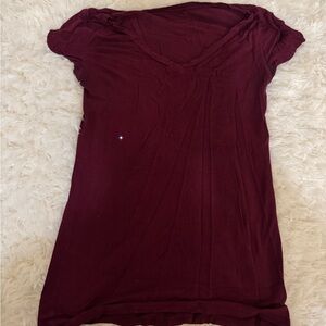 Women's Burgundy V-Neck Top